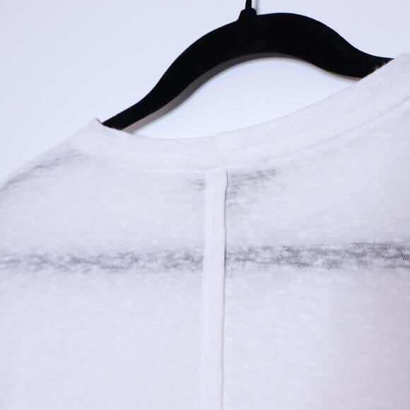THE RANGE Linen Blend Crew Neck Tee White Asymmetrical Hem T-Shirt Women's S - Picture 8 of 12